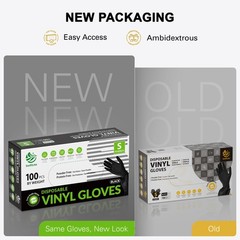 SWIFTLITE Black Vinyl Gloves, Food Grade Gloves Disposable Medium,