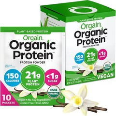 Orgain Organic Vegan Protein Powder, Vanilla Bean – 21g Protein, Single Packets