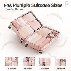 9-Piece Compression Packing Cubes Set – Space-Saving Travel Organizers in Beige