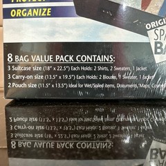NEW Original Space Bag Travel Compression Seal Roll Up Storage Bags 8 Value Pack