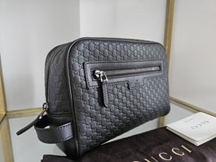 Gucci Blackbrown GG Embossed Leather Travel Toiletry Bag MPN 473878 520981