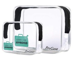 TSA Approved Liquid Bag Clear Toiletry Bag for Flights Two Sizes New Procase
