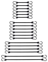 Joneaz Mini Bungee Cords with Hooks 2 inch 4 mixed sizes (18-Piece), Black