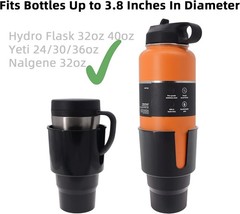 Large Car Cup Holder Adapter Compatible with Hydro Flask 32oz 40oz Black