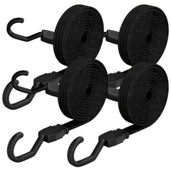Houseables Long Bungee Cords with Hooks, 48 Inch, Black