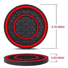 Auprite Car Cup Coasters, 4PCS 2.75 Inch Universal Auto Holder Insert Red
