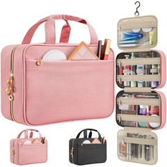 Voyree Travel Toiletry Bags, Portable Bag with Hanging Medium, Pink