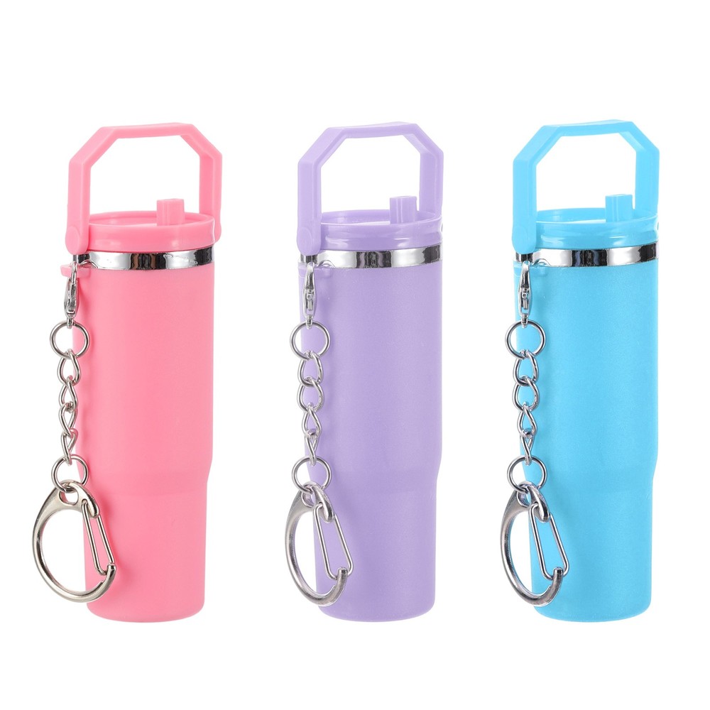 Mini Keychain Cup, 3Pcs for Tumbler, Pink, Light Purple, Blue