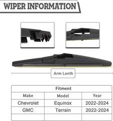 Rear Wiper Blade for Chevrolet Equinox GMC Terrain 2022-2024 OEM Replacement