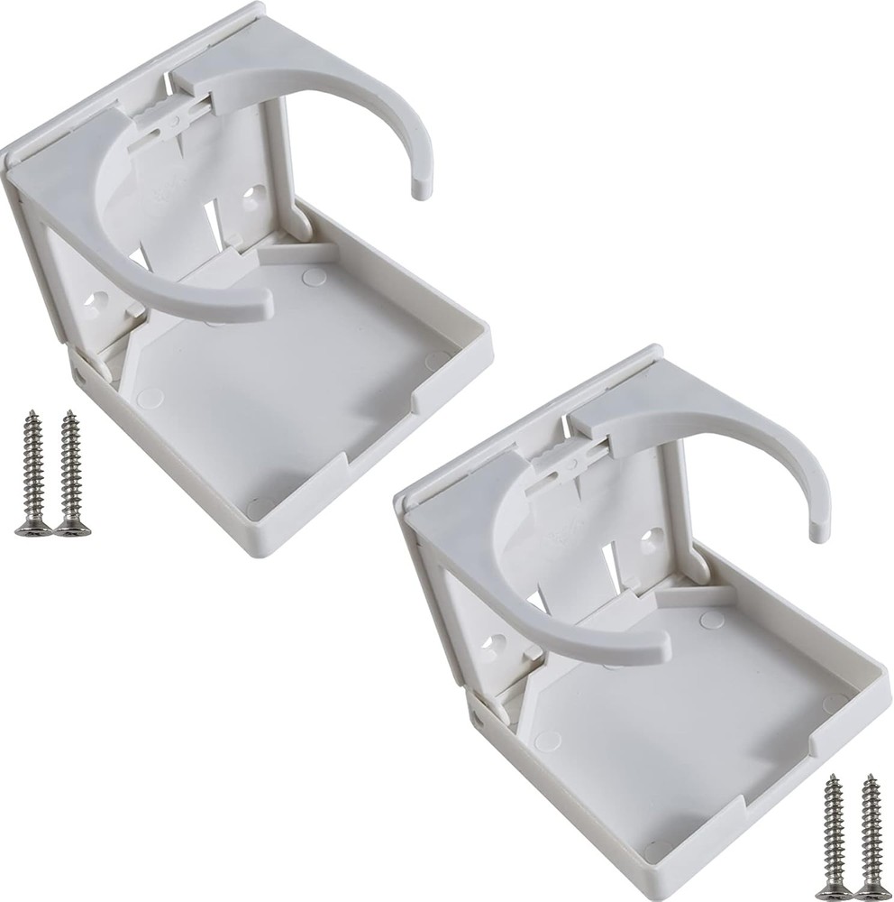 RONYOUNG 2PCS Adjustable Folding Drink Holder with Screws/Adjustable White