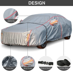 Car Cover Waterproof All Weather, 6 Layers Outdoor Full Car Cover UV Snow Rain W