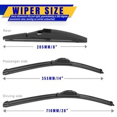3 Wipers Replacement 2012-2019 Toyota Prius C Windshield Blades 28&Prime;/14&Prime;/8&Prime; Set