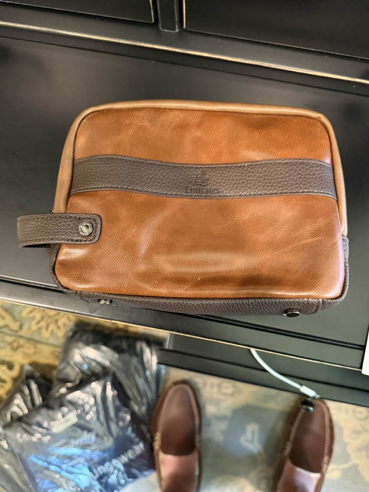 Emirates Bvlgari Amenity Kit Brown Leather