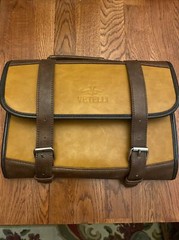 Vetelli Brown Vegan Leather ,Canvas Travel Accessory ,Case ,Hanging Bag