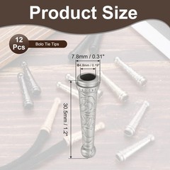12Pcs for Bolo Tie 1.2&Prime; Replacement Tips Alloy Style Silver Finish