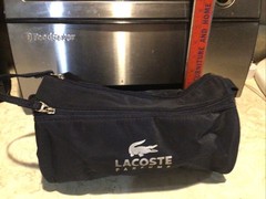 LACOSTE PARFUMS Dark blue , Double Zip Top Toiletries Bag Clean!