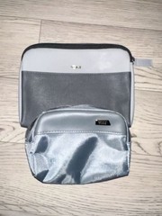 Tumi For Delta Set Of 2 Unisex Gray Travel Pouch Toiletry Make-up Zip Bag