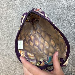 Vera Bradley Quilted Cosmetic Makeup Bag Pouch Purple Floral Zip Small Travel
