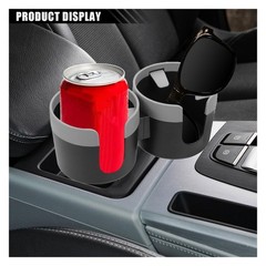 Car Double Cup Holder Extender, 2-in-1 6.16×4.56 inch, Grey