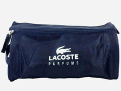 LACOSTE PARFUMS DARK BLUE TOILETRY BAG, DOUBLE ZIP TOP
