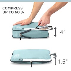 Compression Packing Cubes for Travel – 2 Piece Dusty Teal/White – 2 Piece