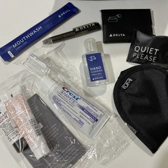 TUMI for Delta Toiletry Pouch Travel Case Black Nylon Face Mask Socks & More