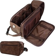 Toiletry Bag for Men, Travel Shaving Dopp Kit, Organizer Case, Dark Brown