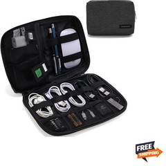 Electronics Organizer Travel Case Small Cord Bag for Phone SD Card Black