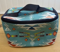 Southwest Print Makeup Bag Cosmetic Case Teal Travel Toiletry Zipper Pouch