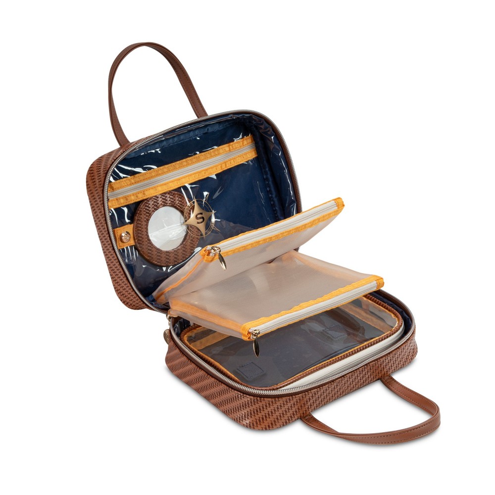 Stephanie Johnson Rosewood ML Traveler Cognac Cosmetic Case