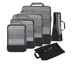 BAGAIL 4 Set/6 Set Compression Packing Cubes Travel Expandable 6-Black Mesh NEW