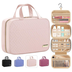 HOTOR Hanging Travel Toiletry Bag Women Men Essentials Pale Pink | Big Compartme