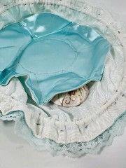 Vintage Set Satin Boudoir Toiletries Wrap With Matching Jewelry Pouch Baby Blue
