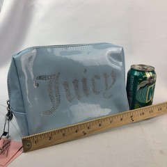 Juicy Couture Light Blue Cosmetic Toiletry Bag Juicy Logo Travel Makeup Zip