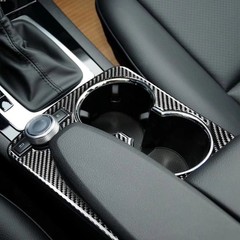 Carbon Fiber Central Console Armrest Water Cup Holder Frame Cover Trim black