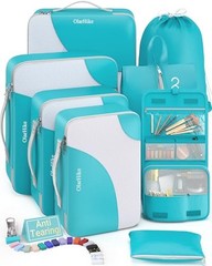 8 Set Packing Cubes for Travel, 8 Set (For Carry-On/Medium) 10 – Turquoise
