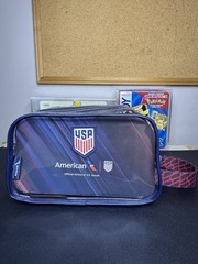 American Airlines USA Soccer Clear Zip Travel Bag + Kit, w/ Strap Travel Pouch