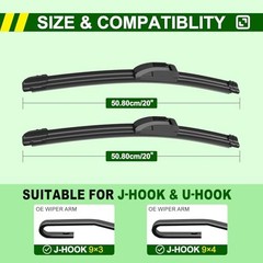 QUALITY 20in + 20in Premium All-Season Windshield Wiper Blades for Original