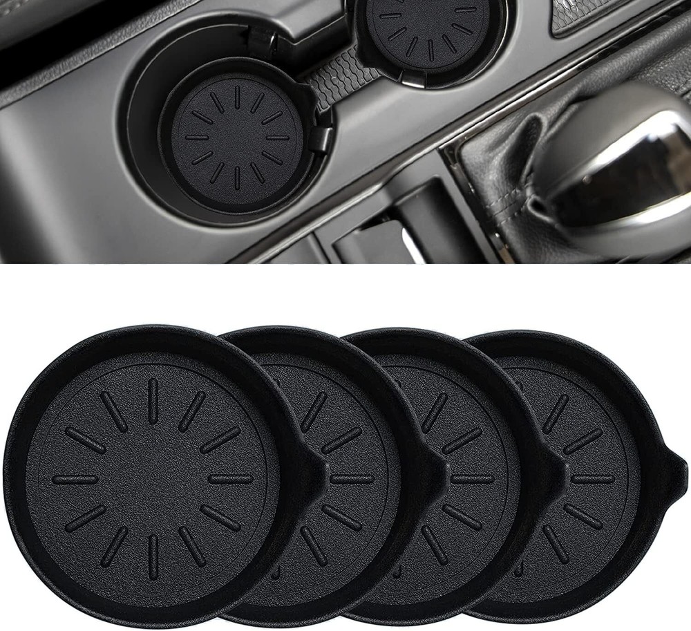 Car Coasters for Cup Holder Silicone 4 Pack Original, Black