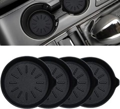 Car Coasters for Cup Holder Silicone 4 Pack Original, Black