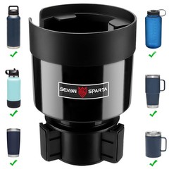 Seven Sparta Car Cup Holder Expander with Adjustable Base, Medium*1, Black