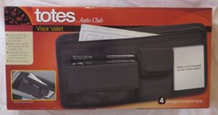 Totes Auto Club Visor Valet Black 4 Compartments SUN VISOR CAR ORGANIZER NEW