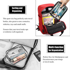 3 Pack Clear Travel Toiletry Bags Quart Size Makeup Cosmetic Organizer Black