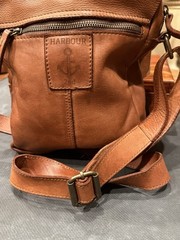 Harbour 2nd Brown Crossbody Bag Adjustable Strap Buckle/Zip Closure Brass