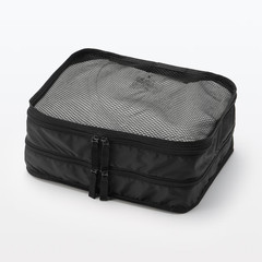 MUJI Foldable Polyester Sorting Case Black Double Type S Approx. 20 x 26 x 10 cm