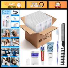 Travel Toiletry Supplies Kit – 40-Pack Disposable Hygiene Essentials Set, Indivi