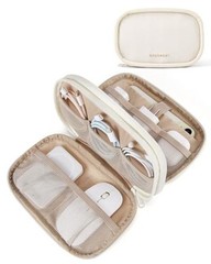 Electronics Organizer Travel Case, Cord Organizer for A-Double Layer Beige