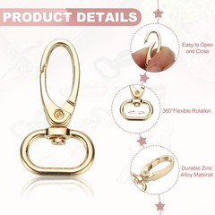 14 Pcs Swivel Key Hooks, 4/5&Prime; Gold Metal Hooks