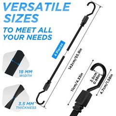 SDTC Tech 4-Pack 48 Inch Flat Bungee Cords with Hooks 48-Inch, Blue and Black