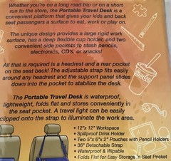 Portable Travel Desk (Blue) [893437002002] Waterproof, Lightweight, Drink Holder